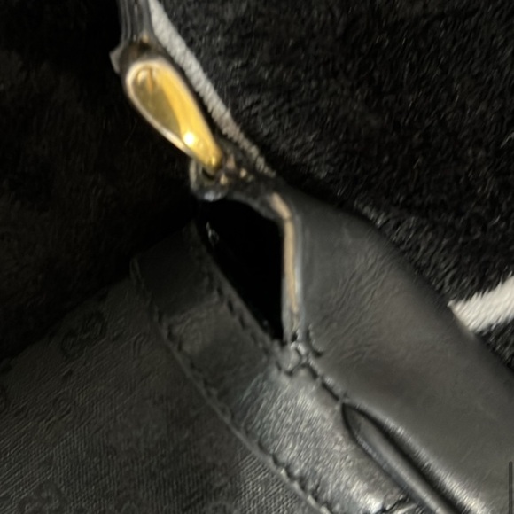 EUC GUCCI Vintage Micro GG Logo Canvas Shoulder Bag Black Navy Gorgeous - Picture 8 of 14